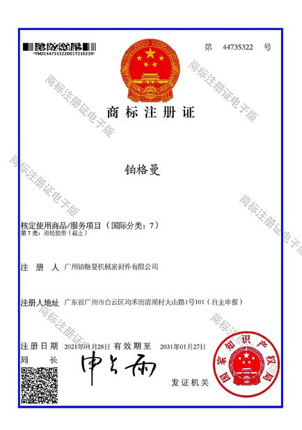 Çin Guangzhou Bogeman Mechanical Seal Co., Ltd. Sertifikalar